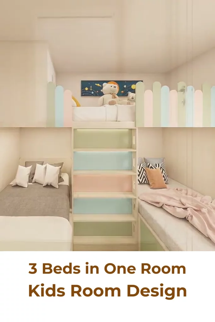kids room design, 3 beds one room