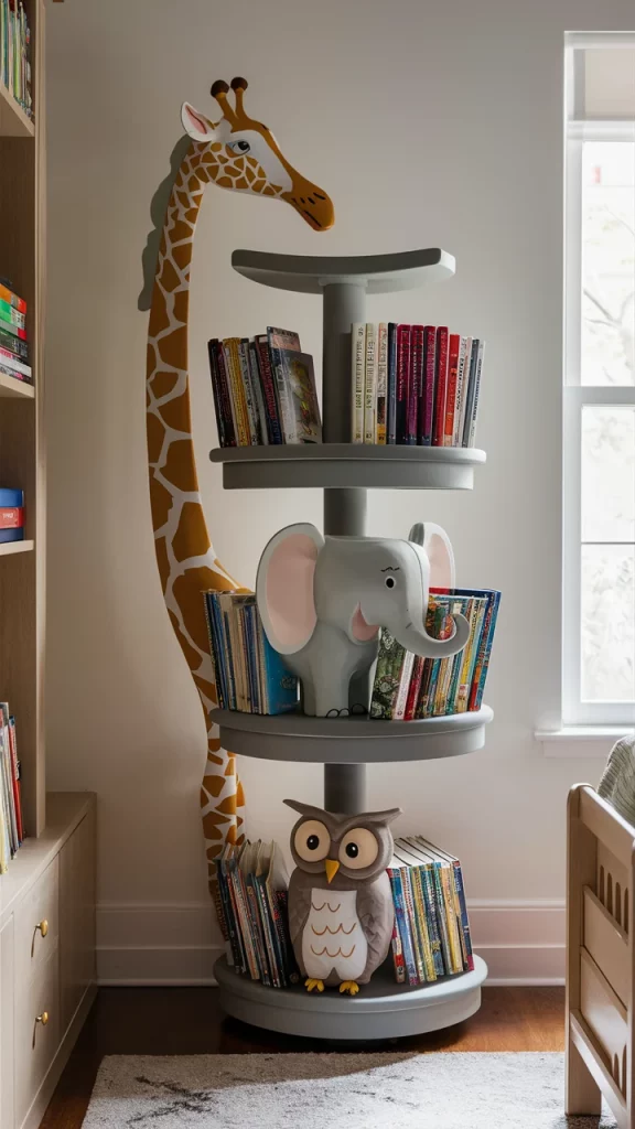 Animal-Themed Rotating Shelves