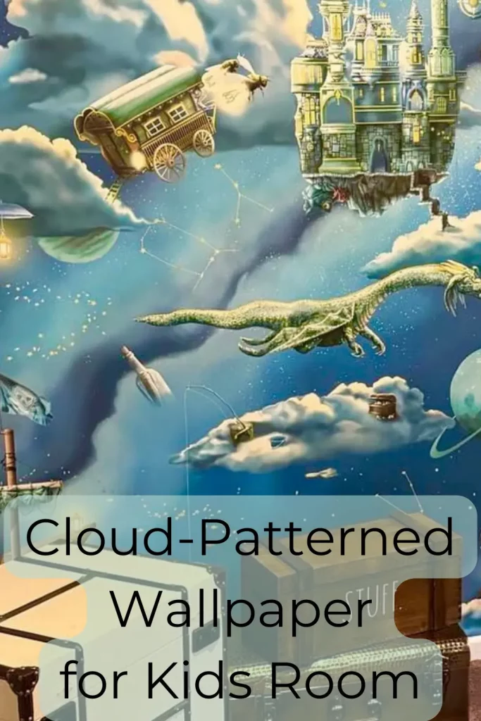 cloud patterned wallpaper for kids room
