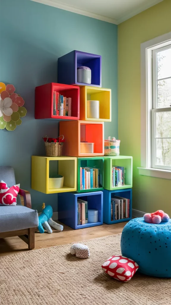 Colorful Spinning Cubes bookcase