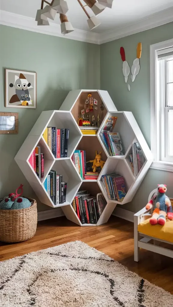 Hexagonal Rotating Bookcase