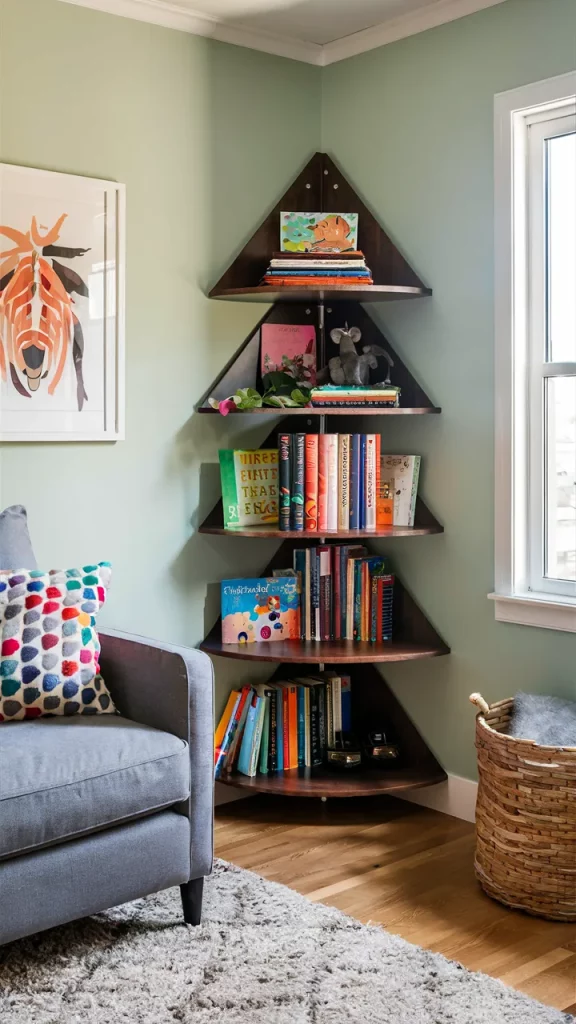 Rotating Corner Bookshelf