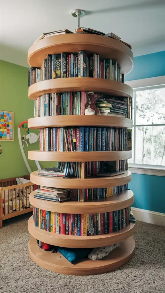 Tiered Rotating Book Tower